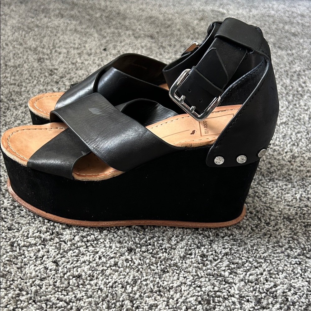Black Platform Wedge Sandals